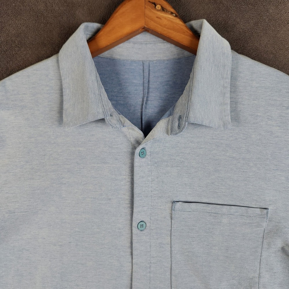 Lululemon Commission Shirt Mens XL Light Blue Long Sleeve Performance Stretch